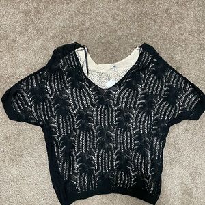 NWT Ya Los Angeles black/cream knit shrug size small